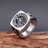 Joyería retro europea y americana al por mayor anillo masónico personalizado de acero de titanio anillo de acero inoxidable al por mayor