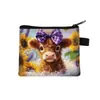 Cartera de Monedas Nueva Vaca de las Tierras Altas Transfronteriza, Mini Billetera de Almacenamiento Linda, Billetera Corta Portátil, Portatarjetas de Llave