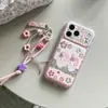 Funda de Teléfono Kimono de Diamante Brillante KT Cat para Apple 18 Pro Max, Nueva Linda para iPhone 17, 16 con Cadena Colgante, Cobertura Total