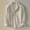 2026 Festival de Verano Y2 Amazon Transfronterizo Venta Caliente Camisa Casual para Hombre Color Sólido Cuello Mao Jersey Camisa para Viajero para Hombre