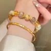 Pulseira de Citrino Loiro com Contas da Sorte e Riqueza - Novo Estilo 2025 para Mulheres, Luxo Acessível, Pulseira Exquisita de Nicho para Atrair Riqueza