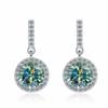 Pendientes Coloridos de Moissanita, Populares en Europa y América, Forma Redonda, Lujo Ligero, Sensación de Alta Gama, Pendientes de Plata de Ley S925, Pendientes de Piedras Preciosas de Colores al por Mayor
