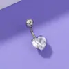 Europa y Estados Unidos más vendidos anillo para ombligo color oro rosa corazón con circonita de forma acero inoxidable Doble Diamante Cuatro Garras clavo para ombligo punto brillante para perforación