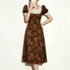 Vestido 2026 Verano Nuevo Estilo Vintage para Mujer Ajustado Manga Corta Abertura Floral Bodycon Midi