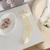 Calcetines Finos de Verano para Mujer, Adorno Dulce de Encaje, Calcetines en Capas, Estilo Ballet, Calcetines de Malla Ultra-Finos hasta la Pantorrilla, Calcetines de Mujer de Moda