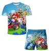 Patrón de impresión digital 3D de trabajador con gorra roja temático de videojuegos, ropa unisex para niños, conjunto casual de dos piezas de dibujos animados