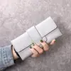 Carteira Feminina Longa Simples Estudante Moda Três Dobras Tampa Flip Pequena Fresca Porta-Moedas Multifuncional Fivela Porta-Cartão para Mulheres