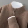 Suéter Masculino de Lã com Gola Alta e Zíper Espesso para Outono e Inverno, Camada Base de Manga Longa, Tricô Liso, Suéter Top Masculino