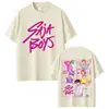 25 Melhores Kpop Demon Slayer Filme Saja Boy Homens Mulheres Alta Qualidade Qualidade de Verão Camiseta Moda Hip Hop