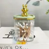 Caixa de Armazenamento de Fio Dental de Alta Qualidade e Cotonetes de Maquiagem, Porta-Palitos de Dente de Luxo Leve, Recipiente de Vidro Criativo Personalizado de Alta Qualidade para Palitos de Dente Doméstico