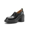 Comercio Exterior Mocasines de Cuero Genuino para Mujer de Suela Gruesa con Tacón Grueso, Nuevo Estilo Otoño 2026, Tacón Ultra Alto, Zapatos Slip-On que Aumentan la Altura