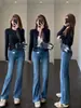 Pernas longas de supermodelo~calça flare afunilada de cintura alta, jeans de perna reta que levanta o bumbum para mulheres, 26 novo estilo outono/inverno H090908