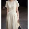 Em estoque atacado de fábrica veludo fino design de cavalo algodão senso ~ vestido de algodão para o dia a dia com cintura plissada temperamento feminino