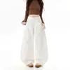 Yechuan # Jeans Blancos de Cintura Alta Estilo Retro Americano para Mujer, Diseño de Calle, Pantalones Anchos Sueltos y con Caída.