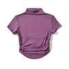 Camiseta Base Feminina Manga Curta Plissada Cintura Alta Gola Meio-alta Cruzada nas Costas Vazada Personalizada