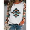 2024 Nuevo Otoño Suéter Casual Holgado de Cuello Redondo para Mujer Exportación Transfronteriza Retro Tribal Estampado Digital Mangas Largas