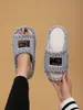 Chinelos de algodão personalizáveis com logotipo para mulheres, chinelos quentes e silenciosos para casa no outono e inverno, para pisos de madeira, produto popular de comércio exterior transfronteiriço