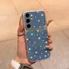 Funda con patrón de estrella de mezclilla adecuada para Samsung S26, S24 Ultra, S25, con ventana de visualización grande, anticaída, piel de cordero