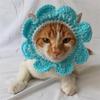 Collar Anti-Mordiscos Hecho a Mano de Ganchillo con Diseño de Girasol para Mascotas, Gorro para Gatitos y Cachorros, Bufanda Creativa para el Cuello, Producto Terminado al por Mayor