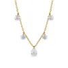 Collar de Plata de Ley S925 con Colgante de Borla de Circonita en Forma de Gota, Estilo Europeo y Americano, para Mujer, Cadena de Clavícula Chapada en Oro de 18 Quilates, Lujo Ligero
