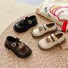 Zapatos de Cuero para Niñas, Estilo Nuevo Verano 2025, Suela Suave, Zapatos Individuales de Moda para Niños Mayores, Color Negro para Niñas