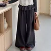 Calça Feminina Estilo Primavera e Outono 2026 Outono Novo Modelagem Solta Moda Calça Wide Leg Crianças Médias e Grandes Conjunto Casual Tendência