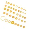 Puzao Color Fuerte que Conserva Oro Chapado Accesorios DIY Base de Flor Pieza de Flor Separador Flor Hueca de Seis Pétalos Pulsera Collar Joyería Jade