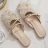 Sandálias Femininas Estilo Slip-On Estilo Francês Abertas na Ponta para o Verão, Cores Clássicas Versáteis, Couro Sintético, Solado de Borracha Universal