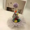 Diadema sombrero de malla para cumpleaños de pequeña princesa, fiesta infantil, bola de pelo de caramelo, corona de pelo, diadema de dopamina arcoíris, femenina