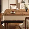 Toalha de mesa para sala de jantar estilo retrô americano, novo modelo 2025, toque de luxo leve e de alta qualidade, à prova d'água, resistente a óleo, lavável, pano para cobrir mesa de centro