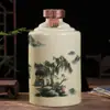 Venta Directa del Fabricante de Botellas de Vino de Cerámica de Jingdezhen, Tarro de Vino Sellado con Patrón de Paisaje de Tubo Recto, Capacidad Especial de 1 Libra, Jarra de Vino de 2.5 kg 5 kg al por Mayor