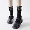 Medias hasta la pantorrilla calcetines cortos para niños verano medias finas de terciopelo lazo de encaje seda de cristal transparente pequeño libro rojo jk