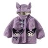 Suéter de Felpa con Forro de Piel de Kuromi para Niñas, Elegante Abrigo Nuevo de Longitud Media para Otoño e Invierno para Niñas Pequeñas