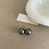 Pendientes de perla gris Shijia para mujer, estilo retro francés de alta gama, con personalidad, sencillos, combinables y elegantes, a la moda.