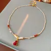 Collar con Colgante de Calabaza, Perla de Agua Dulce de Cristal, Nuevo Estilo Chino, Cadena Versátil para Clavícula, Lujo Ligero, Collar Retro de Gama Alta para Mujer