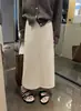 Saia Longa Reta de Corte A de Alta Qualidade e Super Bonita para Mulheres no Outono e Inverno Aconchegante Cintura Alta Fenda Uma Peça Cobrindo o Quadril Malha