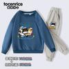 Conjunto de Duas Peças Fantasia de Chefe de Polícia Desenho Animado Algodão Manga Longa Calça Longa para Meninos Mais Velhos Moletom e Calça de Moletom Estilosos Outono Inverno Roupas Infantis
