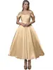 Vestido de Cetim Ombro a Ombro para Comércio Exterior e Vendas Transfronteiriças, Adequado para Noivado, Casamento, Festa de Noiva, Banquete e Vestido de Noite