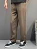 Pantalones de pierna ancha con cintura de corbata color café, estilo "Old Money", estilo de verano delgado, nuevo modelo 2026, cintura elástica, caída fluida, pantalones casuales elegantes de pierna recta