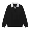 Sudadera con Media Cremallera para Hombre de Primavera y Otoño Marca de Alta Gama Moderna Chaqueta Holgada Estilo Universitario Casual Cuello Solapa Pulóver Superior