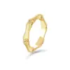 Anillo Vintage de Bambú Cepillado para Mujer, Diseño de Nicho de Lujo Ligero, Sensación de Alta Gama, Estilo Chino Nuevo, Temperamento Exquisito, Anillo Abierto Incrustado con Diamantes