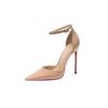 Sapatos de Salto Alto Baotou Feminino 2025 Novo Boca Rasa Bico Fino Sapatos Femininos Tira com Fivela de Uma Palavra Salto Agulha Vazado Planos para Mulheres