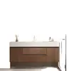 Juego de gabinete de baño estilo mediados de siglo, con encimera de losa de roca, lavabo de cerámica termoformada y tocador de baño con gabinete para lavabo