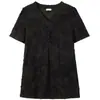 Camisa de Botones con Cuello Bordado Transfronteriza para Mujer, Nuevo Estilo Verano 2025, Top de Manga Corta Adelgazante y Versátil