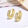 Nova Moda Europeia e Americana Folhas de Diamante Crianças Brincos Jóias Geométrica Rodada Simples Cobre Diamante Zircônia Orelha Fivela