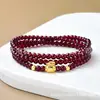 Atacado Venda Quente Pixiu Dourado Imitação Pulseira de Granada Feminina Vinho Tinto Granadas Pulseira de Múltiplos Fios Fashionável Exquisite Joias