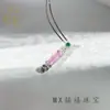Ágata rosa cerezo natural de alta calidad incrustado con piedras brillantes, colgante de calabaza con cierre de paz, regalo de lujo ligero para niñas