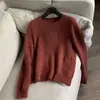 2025 Lana ~ Camiseta Básica de Cuello Redondo Cepillada Tejido Elegante Ropa de Punto para Mujer Venta al por Mayor H06Cs048