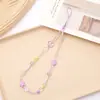 Corrente de Pérola Estilo Chanel para Celular Pingente de Flor Pequena Cordão para Celular Capa de Celular Acessório com Contas Corrente Anti-Queda para Mulheres