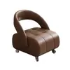 Taburete Giratorio Pequeño de Cuero Genuino para Sala de Estar, Sensación de Alta Gama, Banco Pequeño con Ruedas, Taburete para Sofá, Silla para Cambiar Zapatos con Respaldo